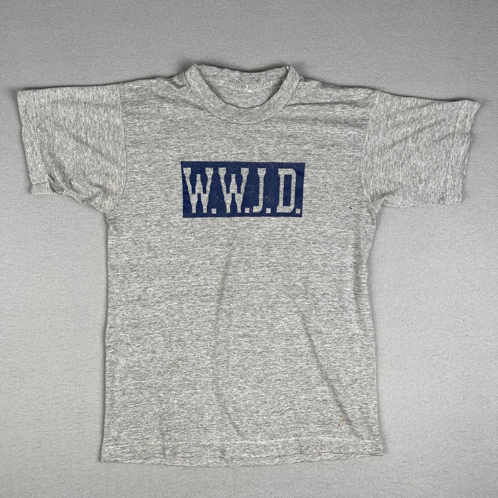 VTG What Would Jesus Do T Shirt Fits S WWJD‎ 1990s Gray Distressed Single Stitch